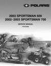 Thumbnail 2003 Polaris Sportsman 600 & 2002 - 2003 Polaris Sportsman 700 ATV Factory Service / Repair/ Workshop Manual